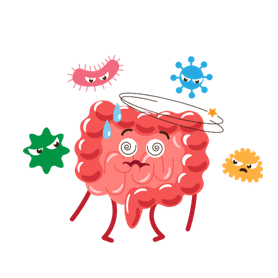 intestin irrité rempli de toxines