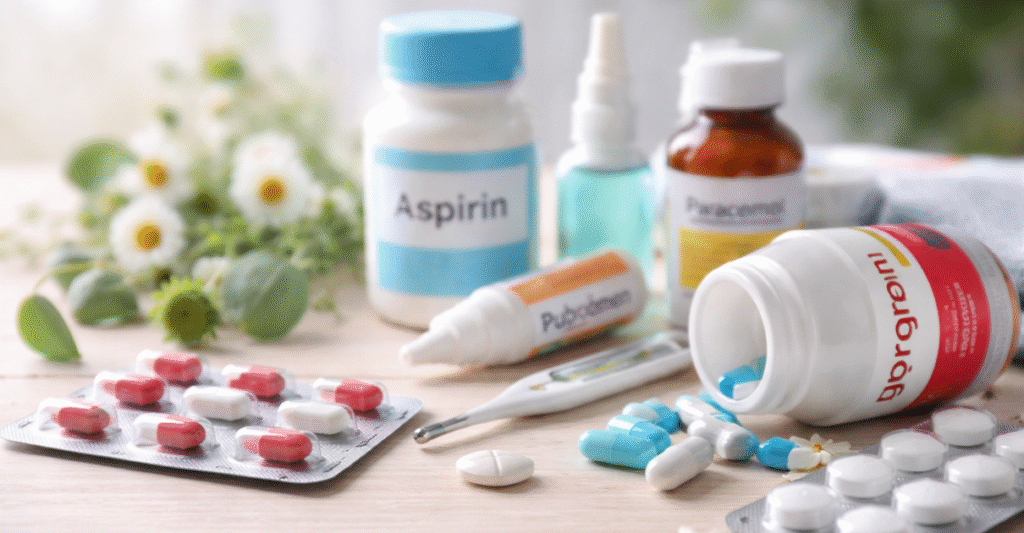 Médicaments contre la douleur avec paracétamol et autres traitements utilisés comme alternatives aux anti-inflammatoires chez les personnes atteintes de RCH.