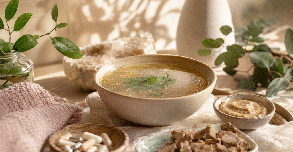 Bouillon nourrissant et alimentation douce adaptée à l’anémie liée à la RCH et aux MICI
